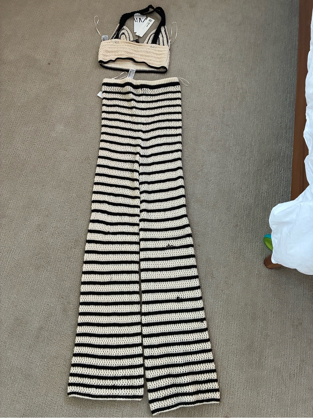Zara Black & Cream Striped Crochet Set - Picture 2 of 4